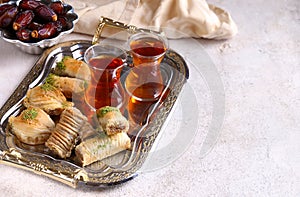 Turkish sweets baklava with nuts