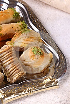 Turkish sweets baklava with nuts