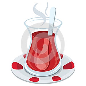 Turkish Tea Glass Vector Illustration photo