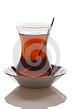 Turkish tea isolated on white