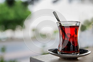Turkish tea in national glass tea cups