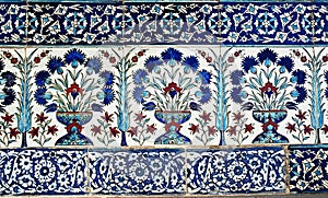 Turkish tile design in Topkapi Palace, Istanbul photo