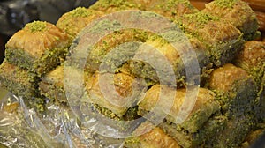Turkish Traditional Delicious Pistachio Dessert Antep Baklava