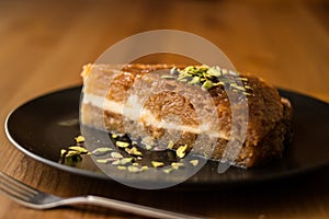 Turkish Traditional Dessert Ekmek Kadayifi / Bread Pudding