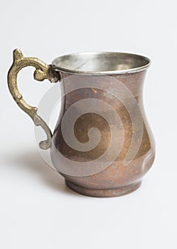 Turkish traditional drink ayran in copper cup