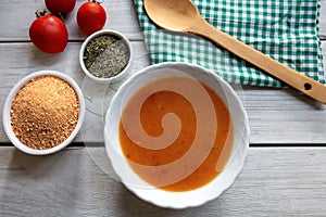 Turkish traditional tarhana soup in bowl