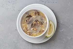 Turkish traditional tripe soup iskembe corbasi and offal soup, Turkish Meat Soup Kelle Paca (