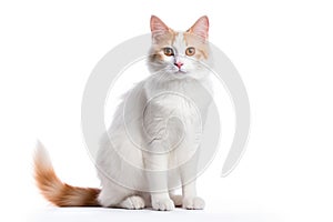 Turkish Van Cat Stands On A White Background