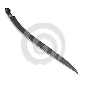 Turkish Yatagan Sword on white. 3D illustration