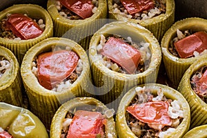 Turkish Zucchini Stuffed with rice and meat / Kabak dolmasi photo