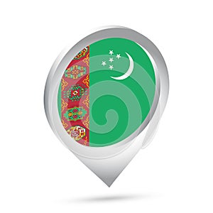 Turkmenistan flag 3d pin icon