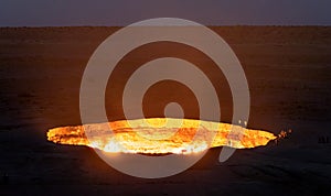 Turkmenistan gates of hell burning gas photo