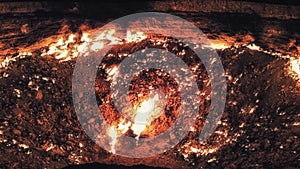 Turkmenistan gates of hell gas crater fire in Karakum desert near Darvaza.