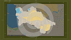 Turkmenistan highlighted - composition. Topo standard photo