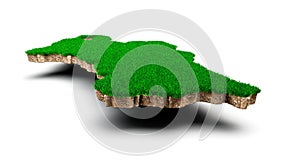 Turkmenistan Map soil land geology cross section with green grass and Rock ground texture 3d illustration