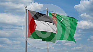 Turkmenistan and Palestine two flags