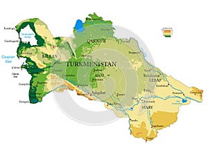 Turkmenistan physical map photo