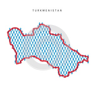 Turkmenistan population map. Stick figures Turkmenian people map. Pattern of men and women. Flat vector illustration