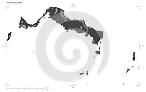 Turks and Caicos Islands shape on white. Bilevel