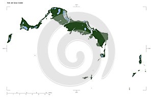 Turks and Caicos Islands shape on white. Pale