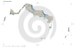 Turks and Caicos Islands shape on white. Topo standard