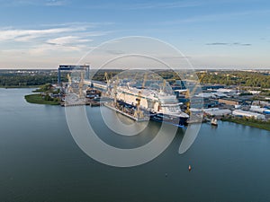 Aerial view of Meyer Turku shipyard