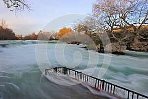 Turley. Antalya. Manavgat waterfall at a sunset