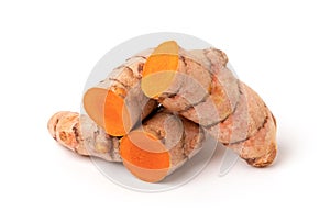 Turmeric curcumin rhizomes isolated on a white background