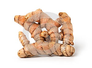 Turmeric curcumin rhizomes isolated on a white background