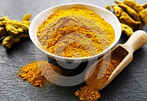 Turmeric powder and dry roots