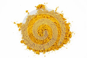 Turmeric powder grind on white