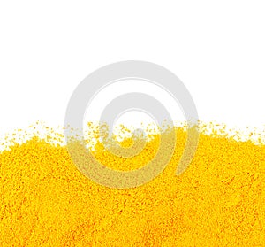 Turmeric powder is a medicinal plant. Taste astringent, fragrant Is an herb that can be used as a medicine on white photo