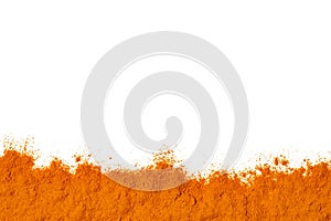 Turmeric powder is orange in color. Natural, useful healing spice from the East. Curcuma