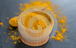 Turmeric powder. Organic orange turmeric powder, curcuma longa