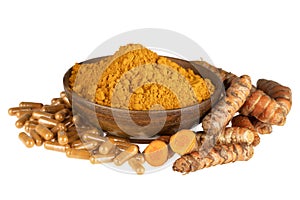 Turmeric Powder, Roots and Capsules