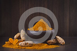 Turmeric powder and roots