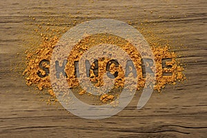 Turmeric powder , skin care concept.