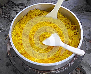 Turmeric rice closeup for dinner