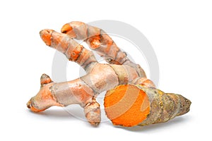 Turmeric root isolated on white