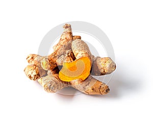 Turmeric root isolated on white
