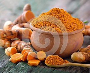 Turmeric roots in the basket