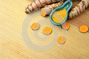 Turmeric spice root organic and bio powder