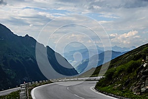 A turn of the highest surfaced mountain road in Austria - Grossglockner High Alpine Road.