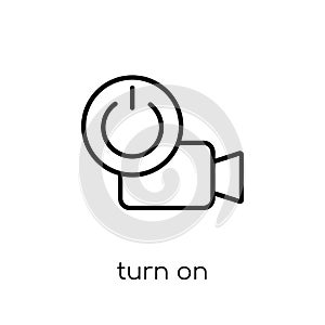 Turn on icon. Trendy modern flat linear vector Turn on icon on w