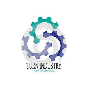 Turn industry logo design. Three half gear