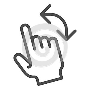 Turn left gesture line icon. Swipe vector illustration isolated on white. Flick to left outline style design, designed