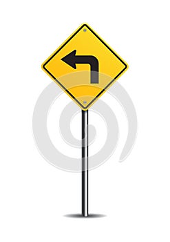 Turn left sign. Vector illustration decorative design