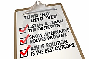 Turn No Into Yes Overcome Objection Checklist photo