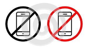 Turn off mobile phone icon vector. No smartphone sign. Cellphone barring symbol photo