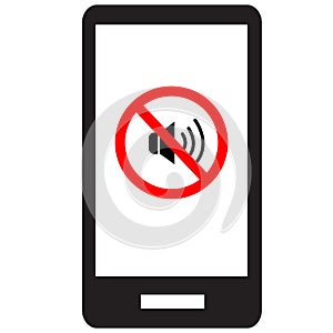 Turn off phone ringer icon on white background. Silence cell phone sign. flat style photo